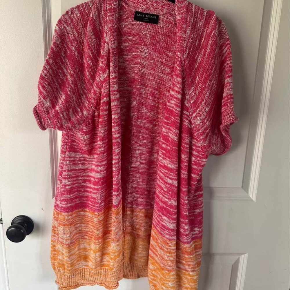 Lane Bryant 14/6  Pink and Orange short sleeve Women's Sweater